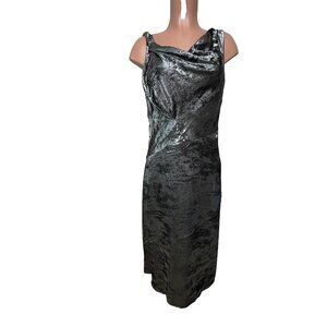 DKNY Liquid Velvet A-Line Cowl Neck Sleeveless Midi Dress Women's Size 6 NWT